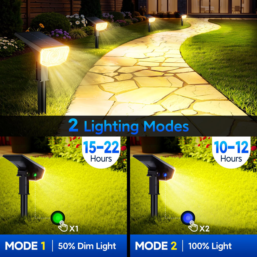 Solar Spot Lights Outdoor Waterproof IP65, 100 LED Solar Lights Outdoor