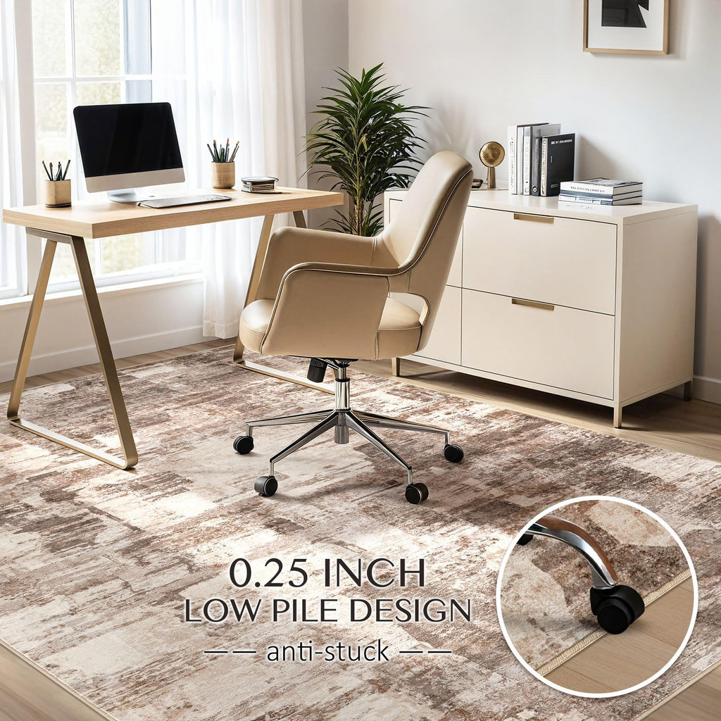 Abstract Area Rugs : Washable Rugs Brown