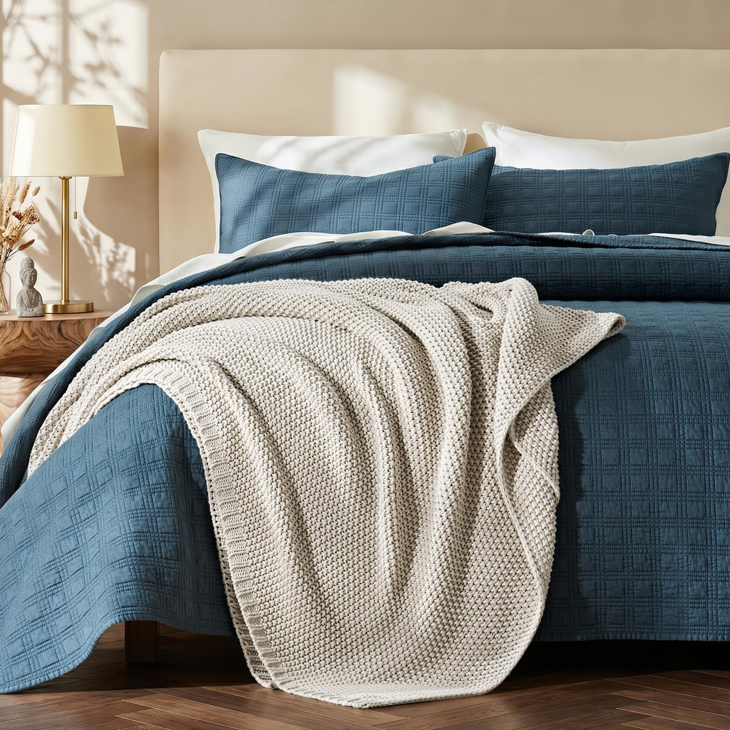 Organic Cotton Chunky Knit Throw Blanket, 50 x 60 Birch