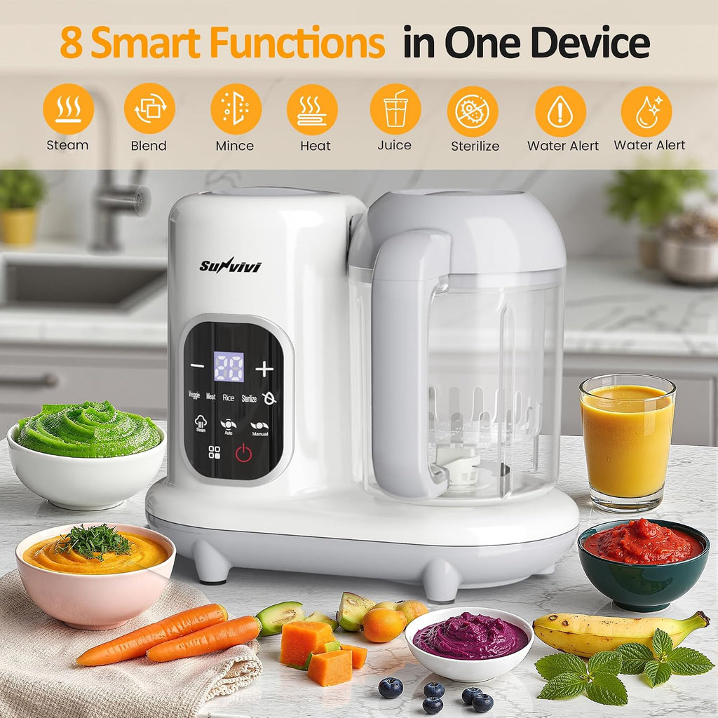 Baby Food Maker: All-in-one Baby Food Processor with Steam, Heating, Unfreeze, Blender, Electric Blender and Food