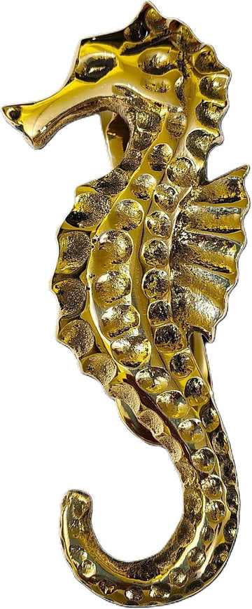 6-Inch Brass Seahorse Door Knocker Decorative Handicraft for Beach-Inspired Home Decor