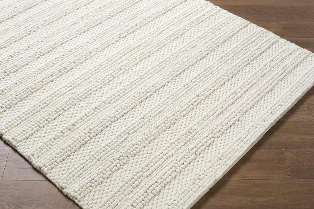 Coskun Wool Living Room, Bedroom Area Rug - Striped Textured - Bohemian Transitional Modern Minimalist Contemporary