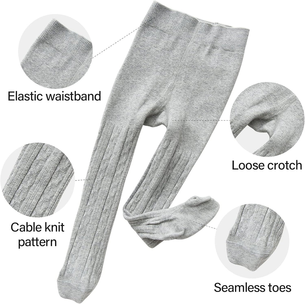 Toddler Girls Tights Cotton Cable Knit Pantyhose Baby Leggings Stockings
