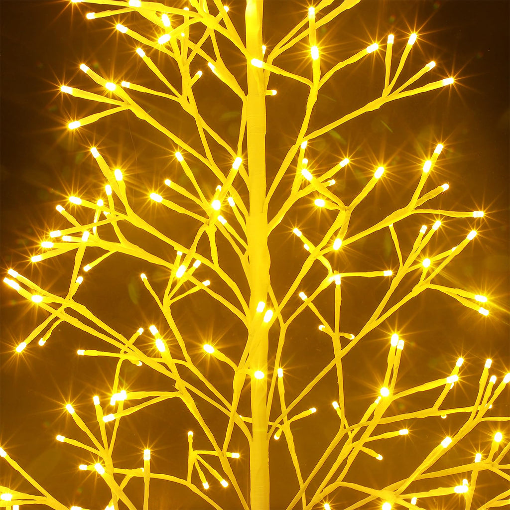 6 Ft 384 LED Christmas Lighted Birch Trees Christmas Artificial Twig Light up Trees Bendable Warm White Lighted