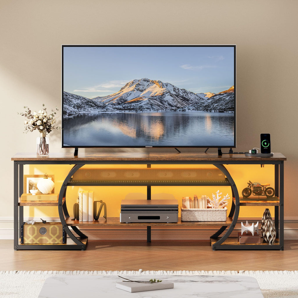 TV Stands, LED Entertainment Center, Rustic Brown