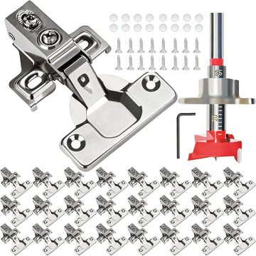 24 Pack 1/2 inch Overlay Soft Close Cabinet Door Hinges Hinges, 100 Degree Opening Angel, Stainless Concealed Kitchen