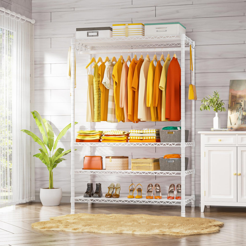 H4 Plus Garment Rack, 4-Tier Portable Clothes and Clothing Rack and Cloakroom, Closet Storage and Organizer Wardrobe