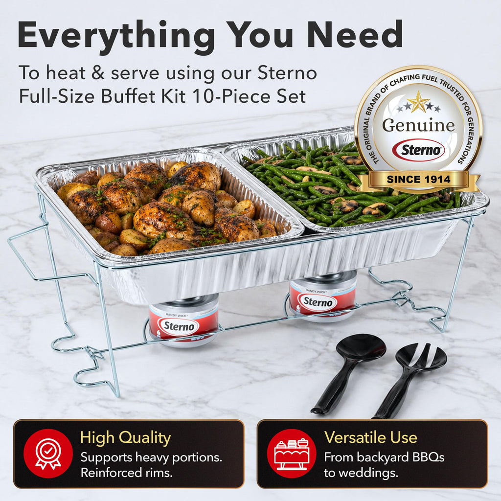 Disposable Chafing Dish Buffet Set With 6-Hour Fuel, 10 Piece