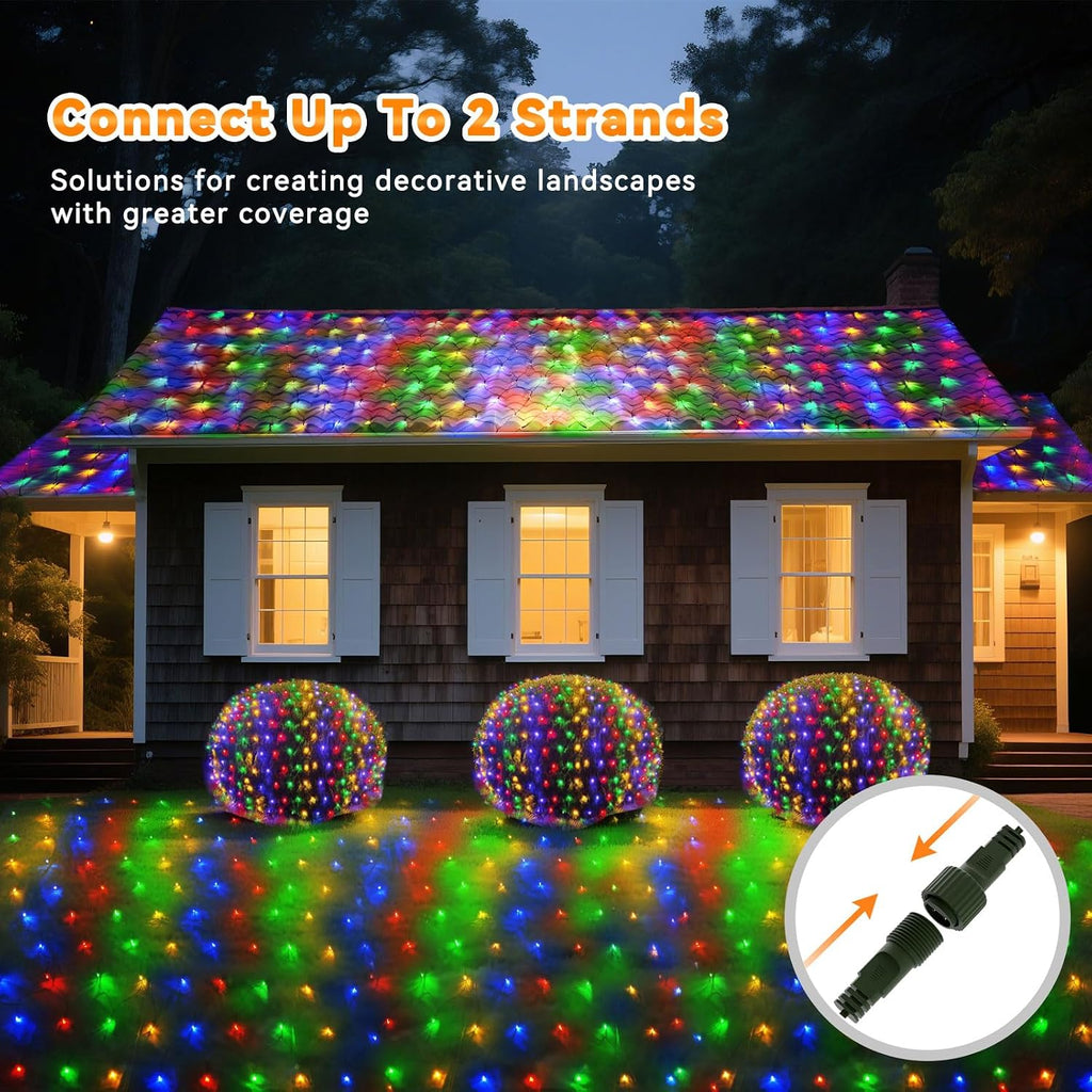 21FT x 5FT Christmas Net Lights Outdoor Mesh Lights Connectable