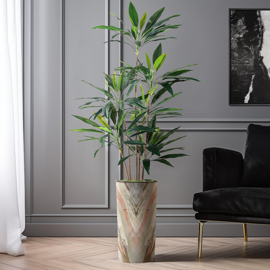 Tree in Morden Contemporary Planter, Fake Dracaena Tree Silk Tree for Indoor and Outdoor Home Decoration - 66"