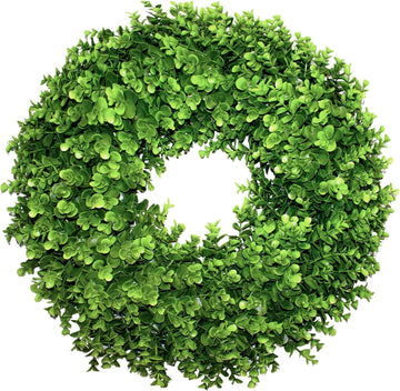 22" Boxwood Wreath for Front Door,Spring ,Summer All Season Wreaths, Farmhouse Door Wreath Outdoor Indoor for All