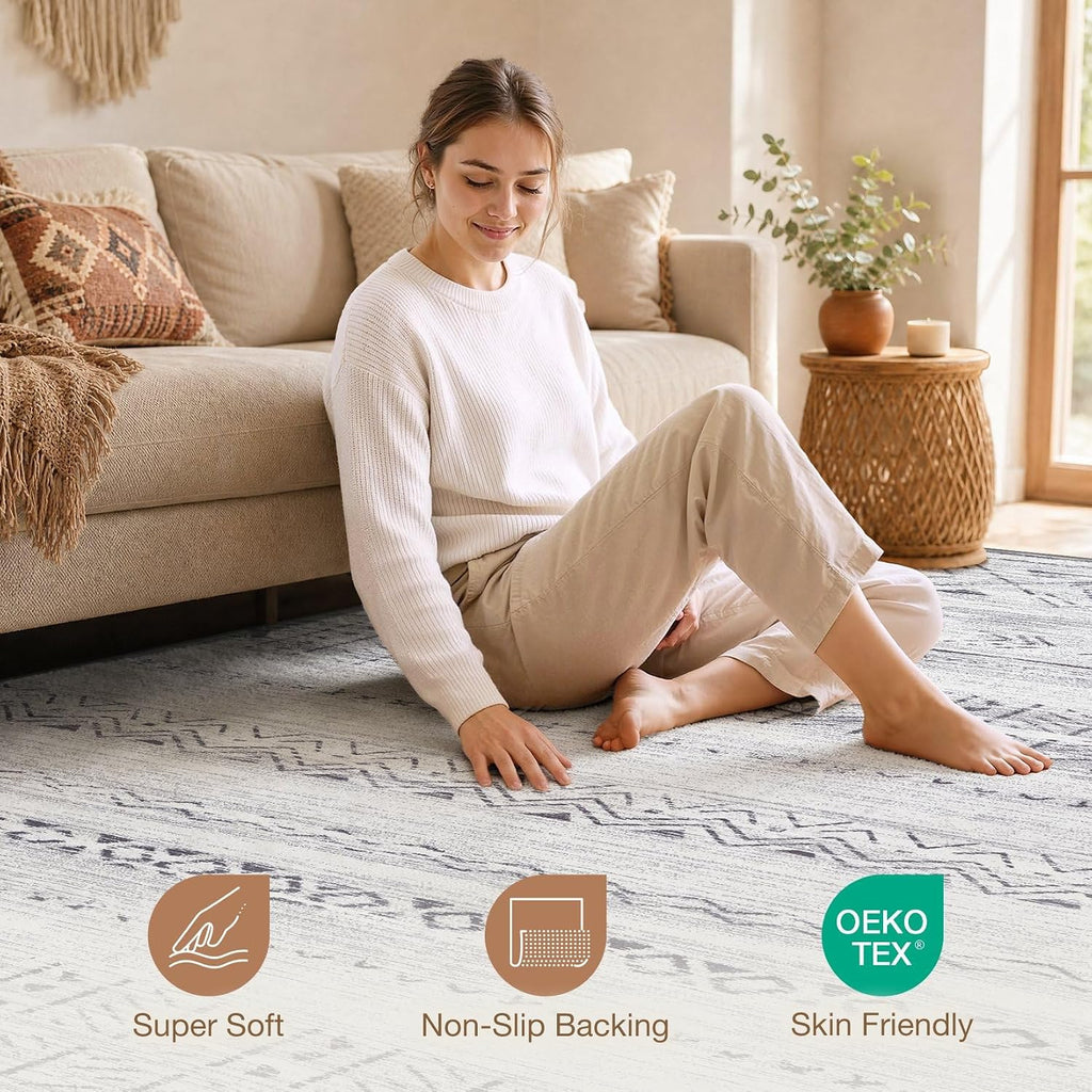 Washable Area Rugs Boho Living Room Rug Non Slip