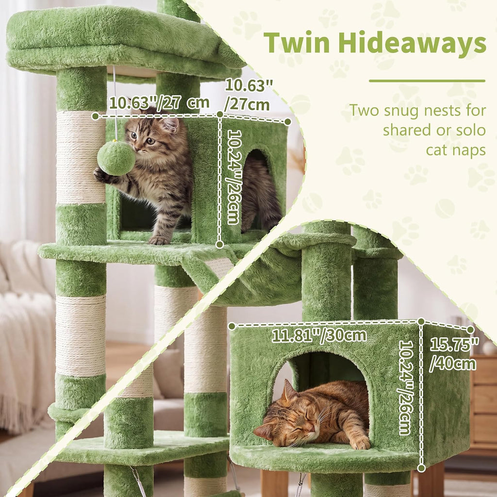 Cat Tree, 71-Inch-Tall Tower for Indoor Cats with 2 Perches