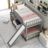 Twin Over Twin Bunk Bed with Slide and for Storage Staircase for Teens, Boys or Girls, No Box Sping Needed