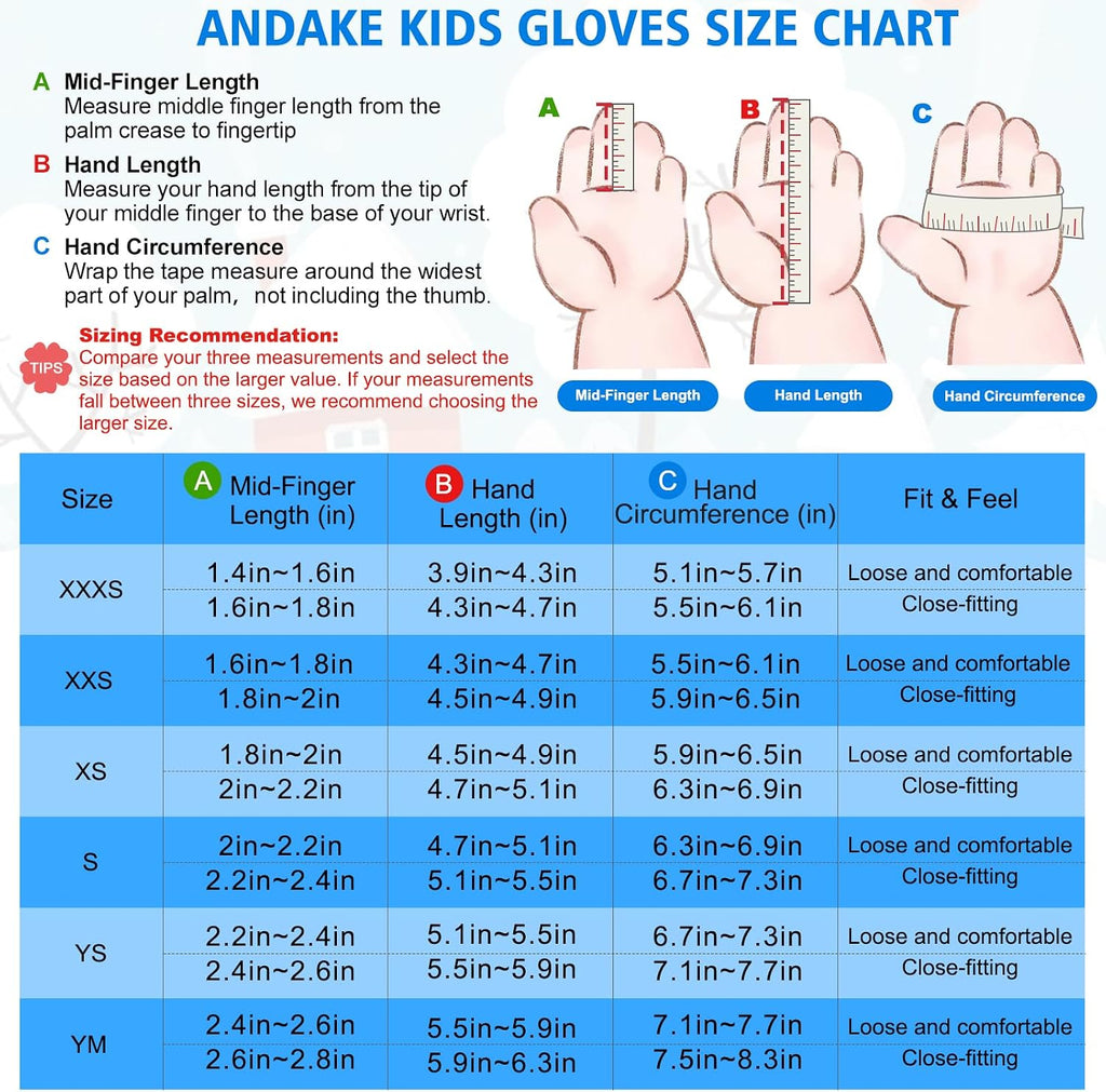 Waterproof &Breathable Kids Snow Gloves, Toddler Winter Warm Ski Gloves for Boys Girls