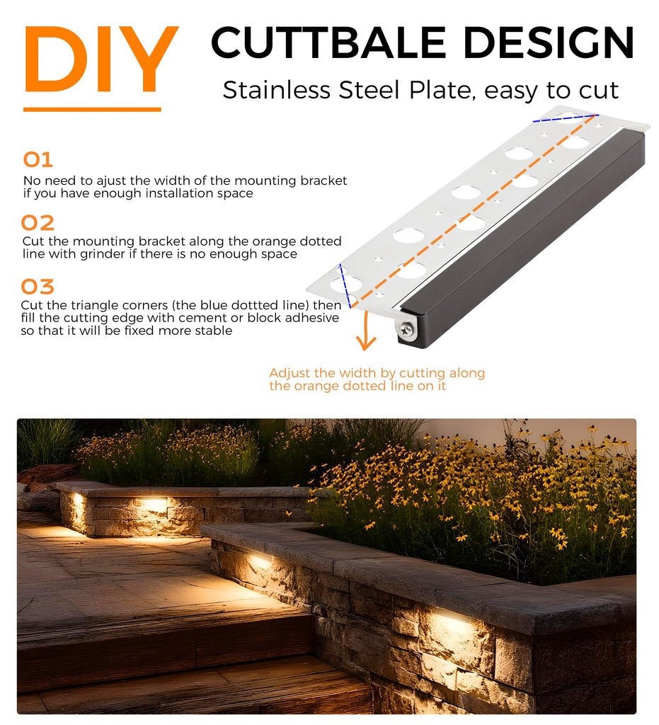 6 Pack] 12 Inch VAC/DC Low Voltage Hardscape Lighting Paver Light, Retaining Wall Lights Outdoor, IP65