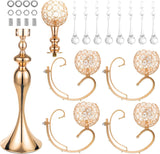5 Arms Gold Candelabra Centerpiece 26 Inches Tall Chandelier Crystal Beaded Candle Holders for Table Centerpiece