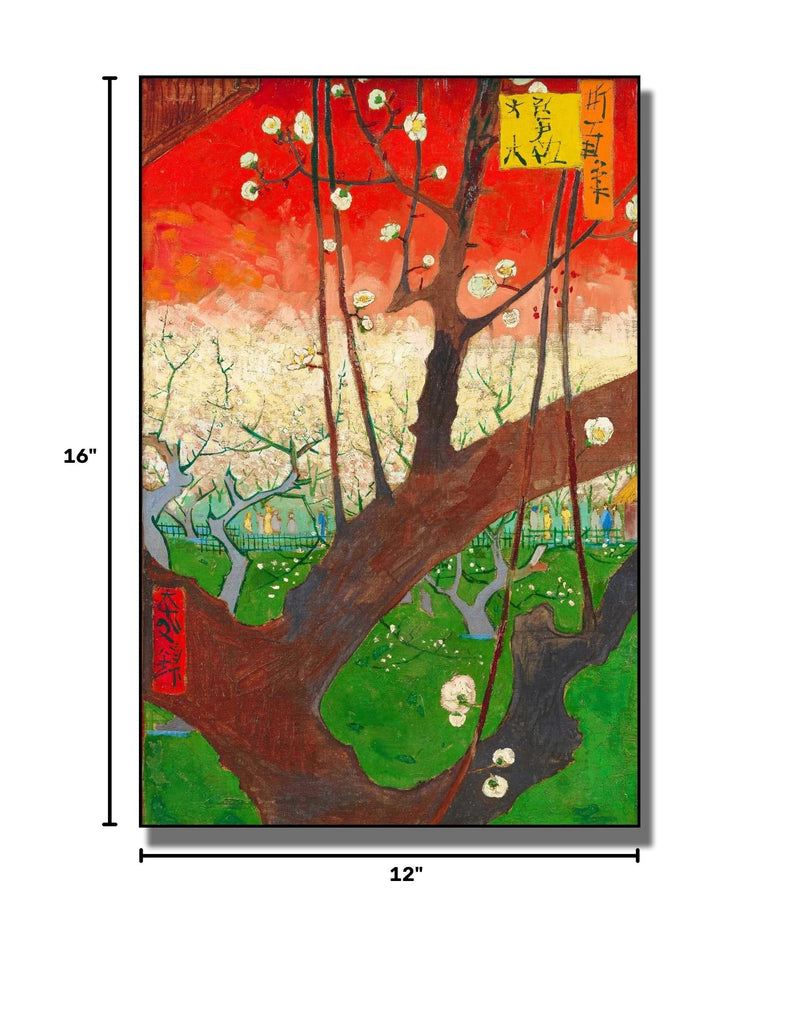 Vincent Van Gogh Canvas Wall Art-Blooming Plum Tree Poster Nature Landscape Oil Painting- Vintage Classical Art