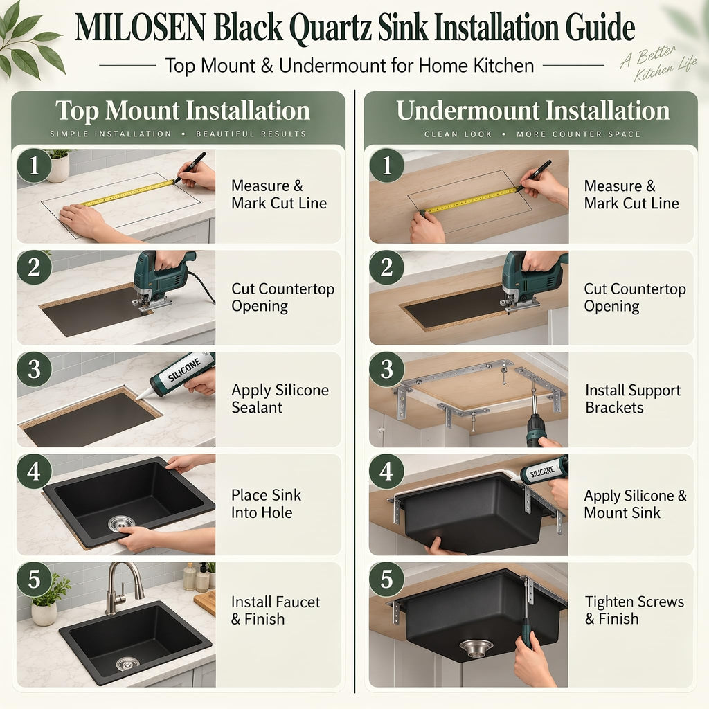 Black Bar Sink 15×17 Inch, Undermount & Drop-In Small Kitchen Sink