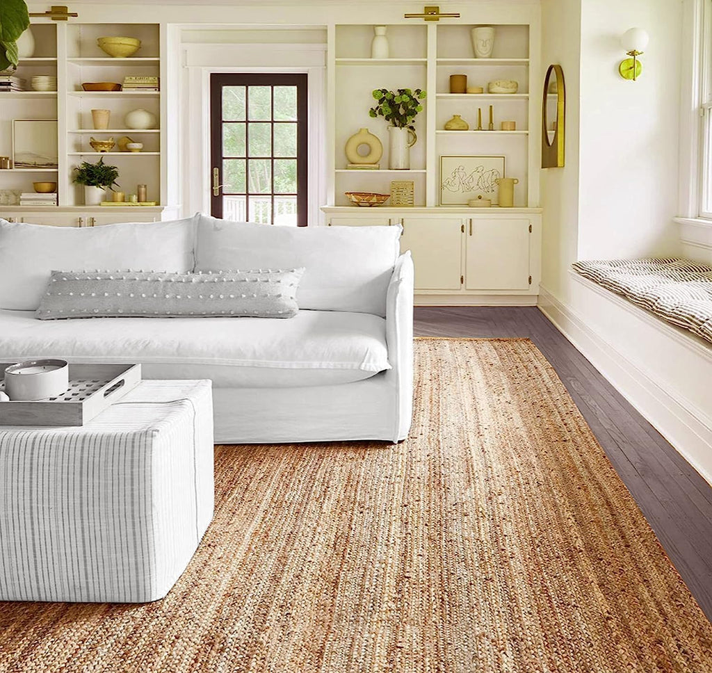Jute Braided Area Rug, Handcrafted Traditional Farmhouse Carpet , Natural Home Décor, Eco-Friendly, 8 x 10 Feet