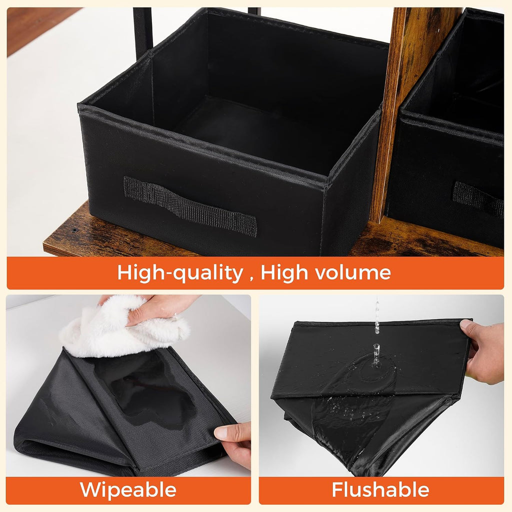 Cat Litter Box Enclosure, 3 Storage Shelves and 2 Drawers, 61.8" H