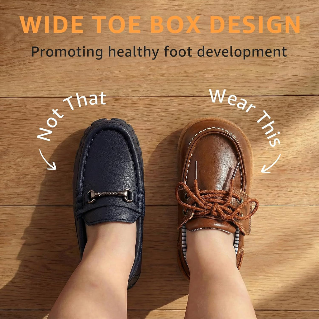 Toddler Boys Dress Oxford Shoes Leather Hook and Loop Loafers