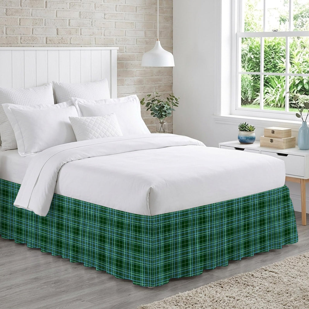 Buffalo Plaid Bed Skirt 16 Inch Drop, Adjustable & Elastic Wrap Around Bed Skirts Pleated Dust Ruffles