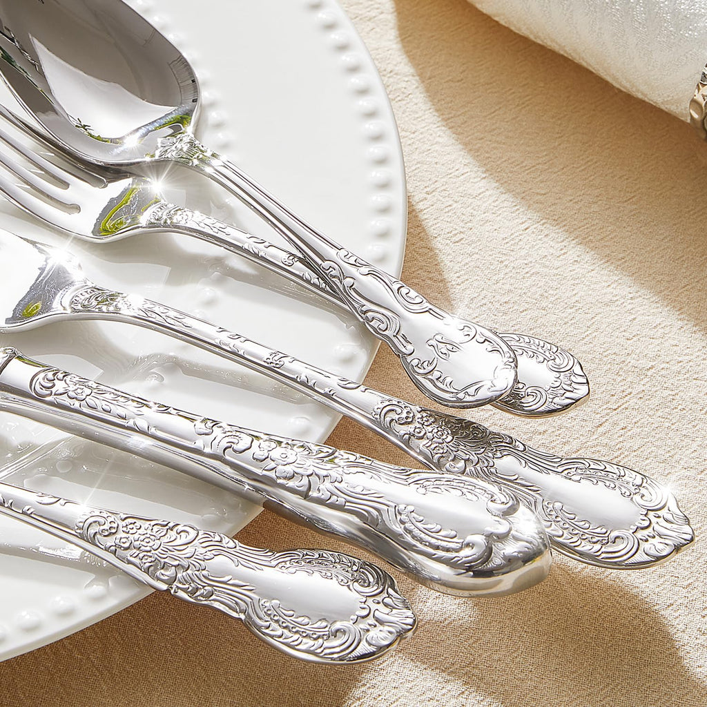 Silverware Set for 1, 5pc Vintage Flatware Set, 18/10 Stainless Steel
