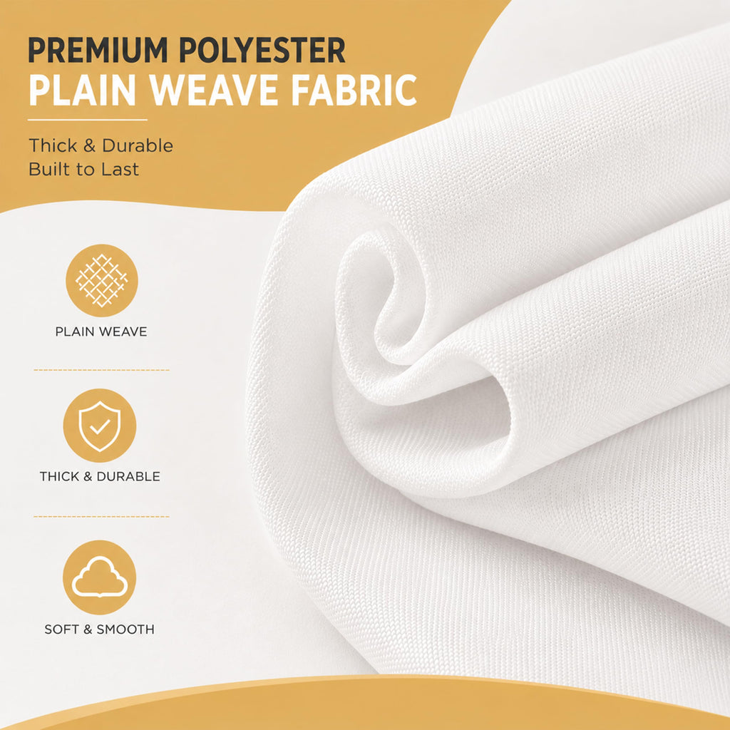 10-Pack 60x102 inch White Table Cloths, Solid Stain and Wrinkle Resistant Oblong Tablecloth, Premium Plain Weave
