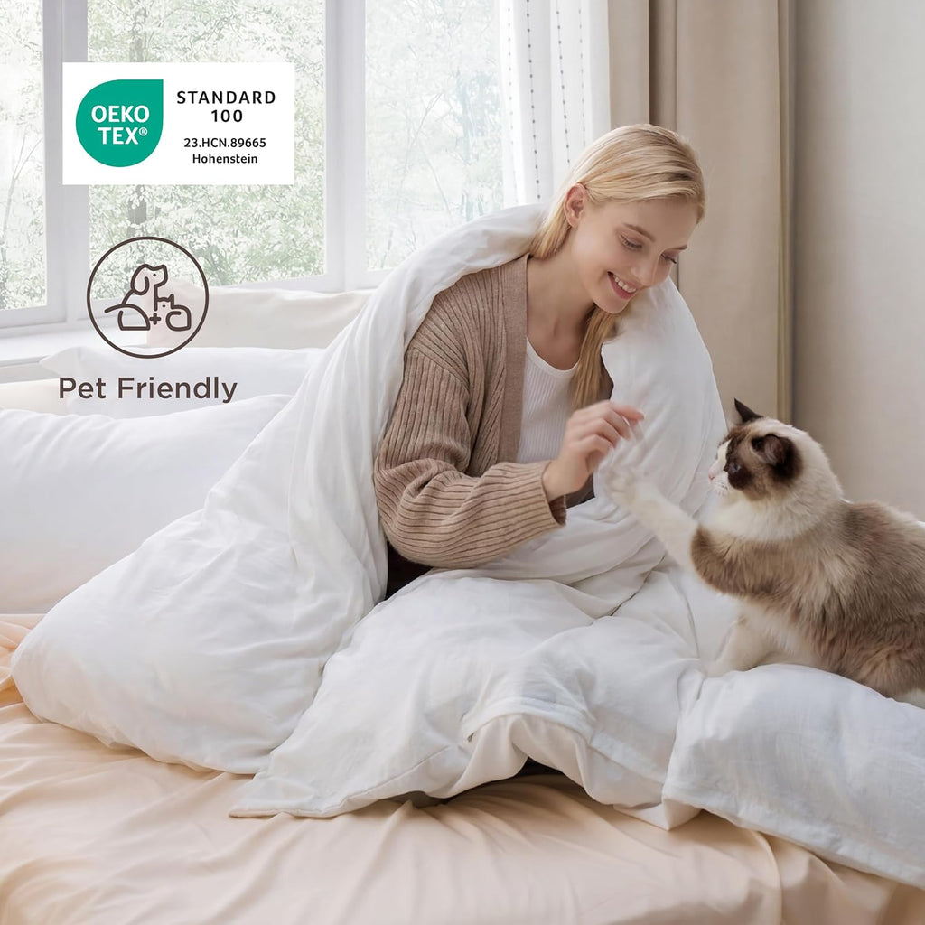 White Duvet Cover Queen - 3 Pieces Prewashed Cotton-Like Polyester Extra Soft Bedding Set, Includes 1 Duvet Cover