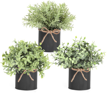 Small Fake Plants, 3 Pack Faux Plants for Farmhouse Home Decor Indoor