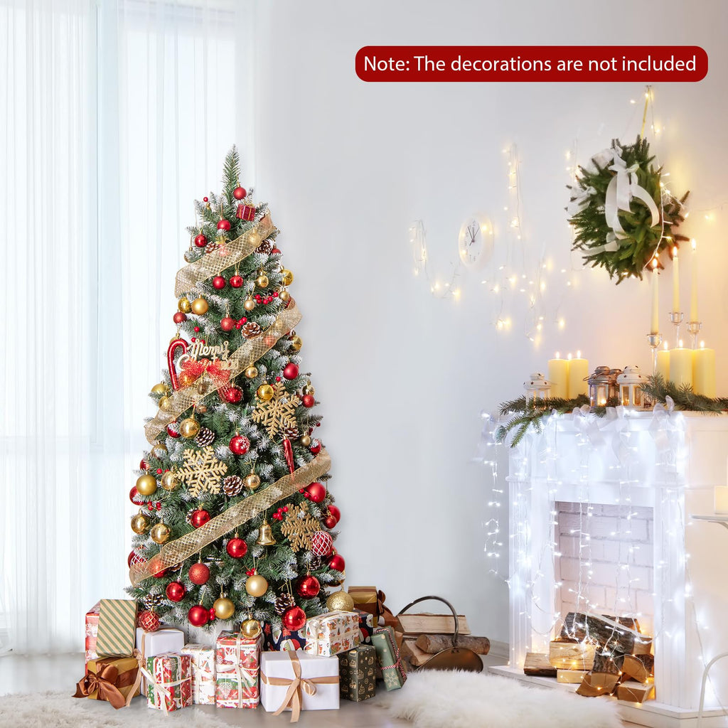 5ft Pre-Lit Pencil Christmas Tree with 250 LED Lights, Pine Cones
