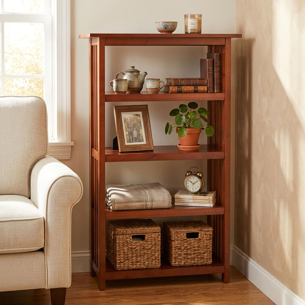 Mission Bookcase with Adjustable Shelf, Cherry, 24"W x 48"H