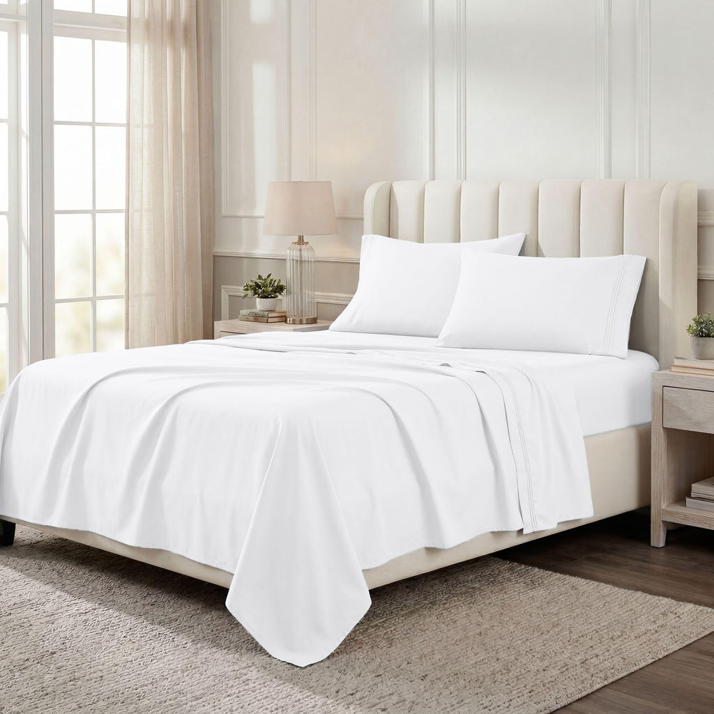 Egyptian Cotton 4 Piece Sheet Set, Luxury 1000 Thread Count, Modern Design, Sustainable Sheets, Ultra-Soft Basics