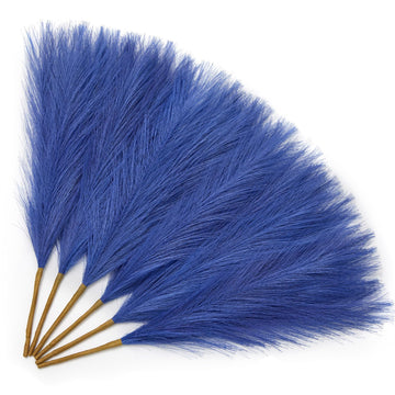 6PCS 17.7 Inch Royal Blue Artificial Pampas Grass Decor