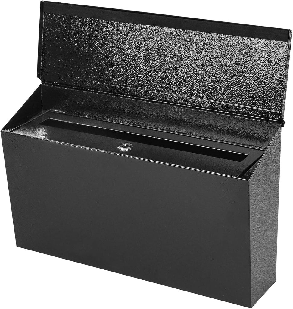 Locking Wall Mount Mailboxes Mail Box with Key Lock, Security Drop Box, Metal Post Box Decorative,15.7 * 9.9 * 4.9in