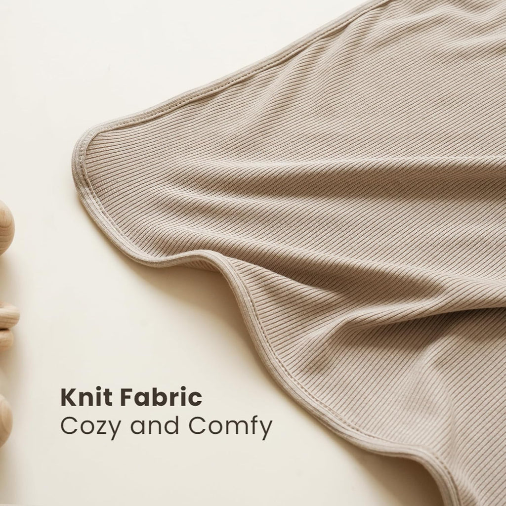 2 Pack Ribbed Knit Swaddle Blankets for Baby Boys & Girls, 33"x42"