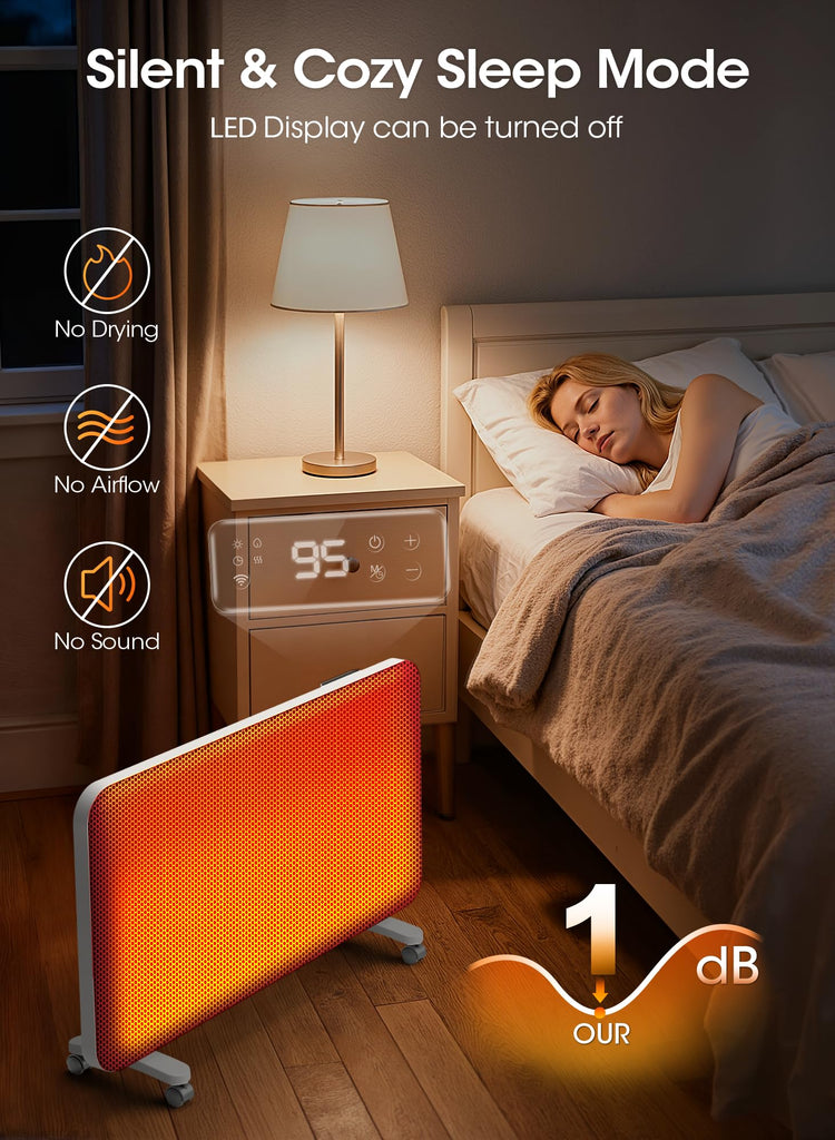 Convection Panel Space Heater Indoor Use, Large Room Electric Heater with Wifi App Control, Smart Mica Infrared