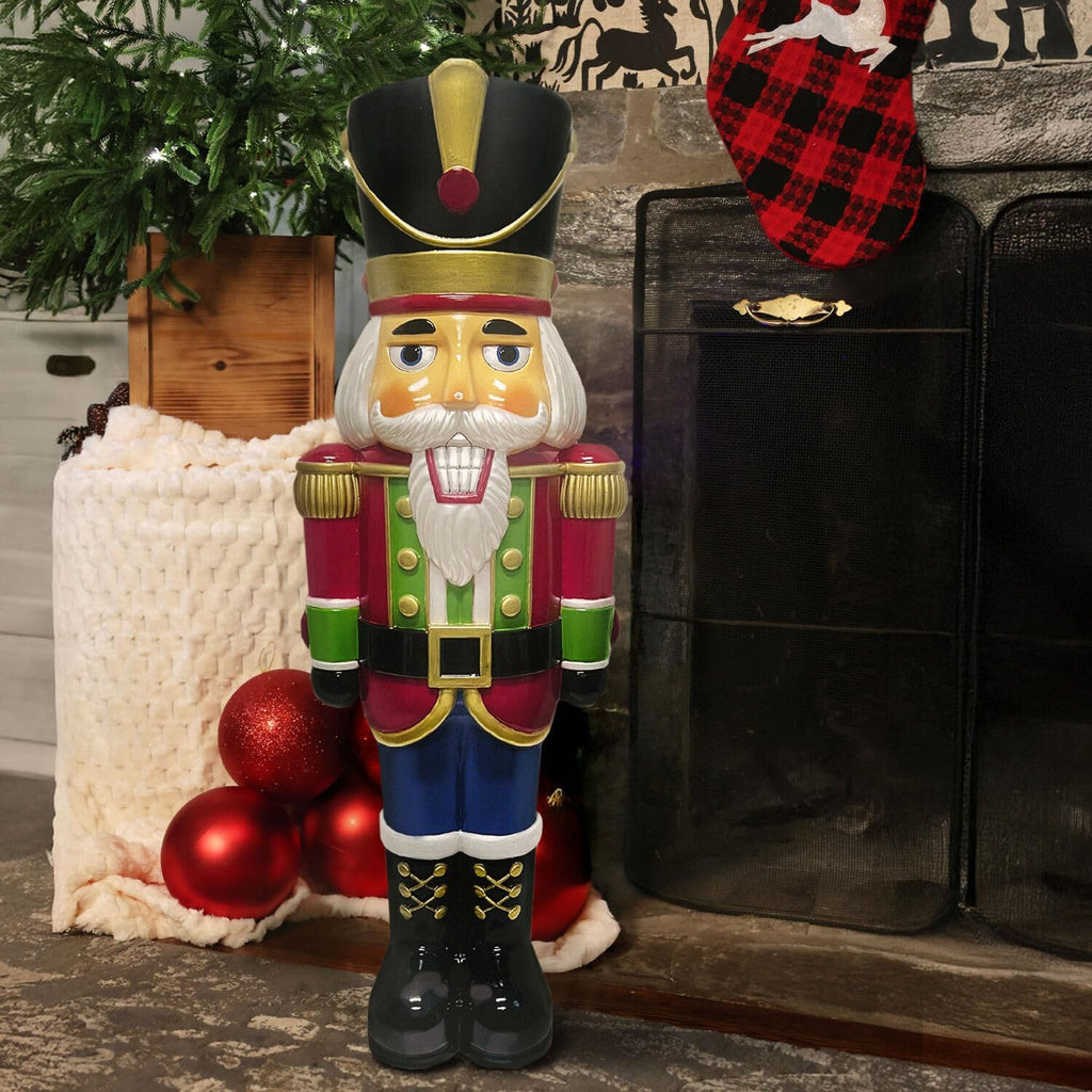 40" Nutcracker Soldier Blow Mold, Lighted Indoor & Outdoor Christmas Decoration, Vintage Seasonal Holiday Décor