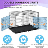 Dog Crate | 48" | Black | Foldable Metal Kennel with Double Doors, Secure Slide-Bolt Latches
