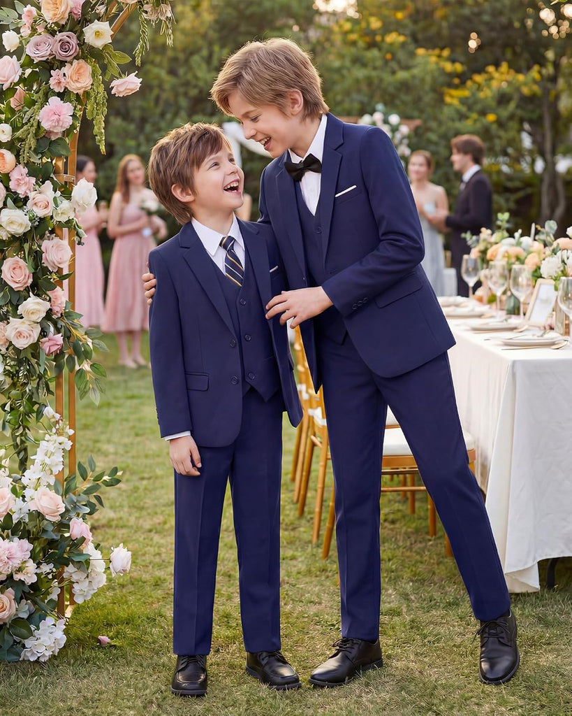 Boys' Formal Suit Set,Slim Fit Tuxedo Wedding Suit with Adjustable Waist