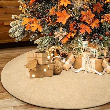Fall Burlap Tree Skirt, 48 inch Rustic Farmhouse Christmas Tree Decorations
