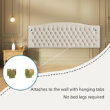 Linen Upholstered Headboard King/Cal King Latest Model Wall Mount, Bed Frame Mount