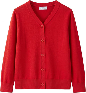 Sweaters Long Sleeve V-Neck Knit Button School Outfit