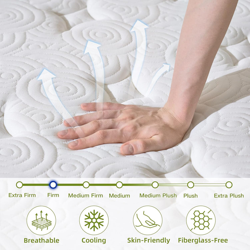 California King Mattress, 14 Inch Deluxe Firm Hybrid Cal King Size Mattress | Gel Memory Foam & Pocket Spring, 7-Zone