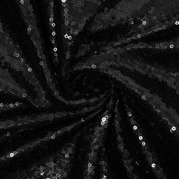Black Sequin Fabric by The Yard, 2 Yard Black Satin-Backed Thicken Sequin Fabric, 50 Inch Width Glitter Material for