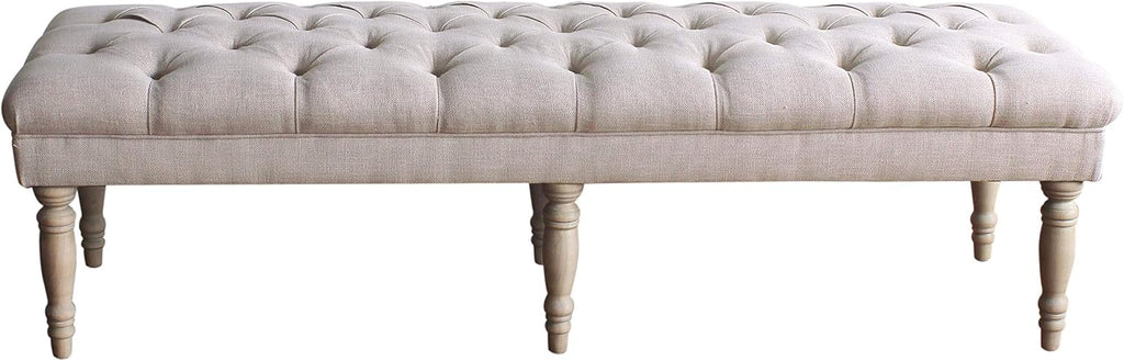 64" Large Tufted Bench - Light Mauve