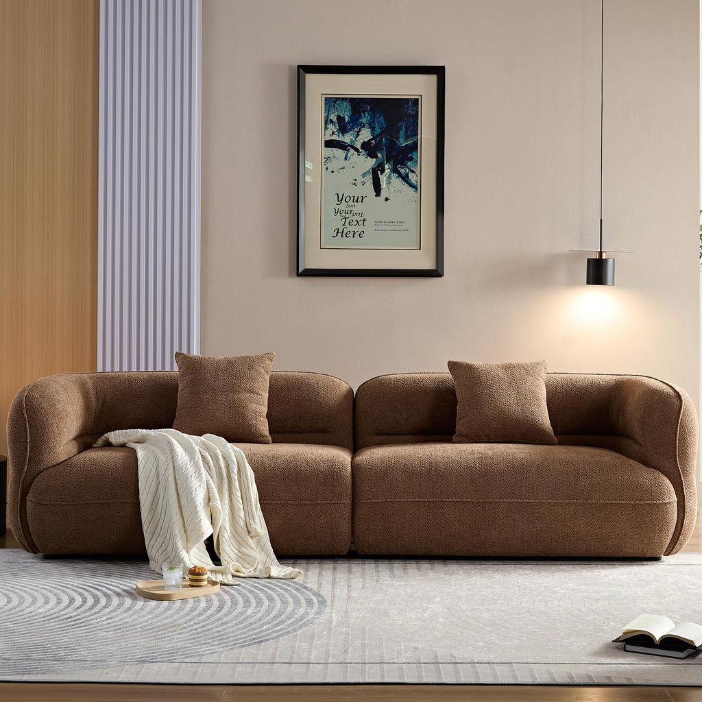 110''Modern Curved Sectional Sofa, Bread Shape Design, Upholstery Boucle Sofa Couch with Pillows, Luxury Sofa Couch