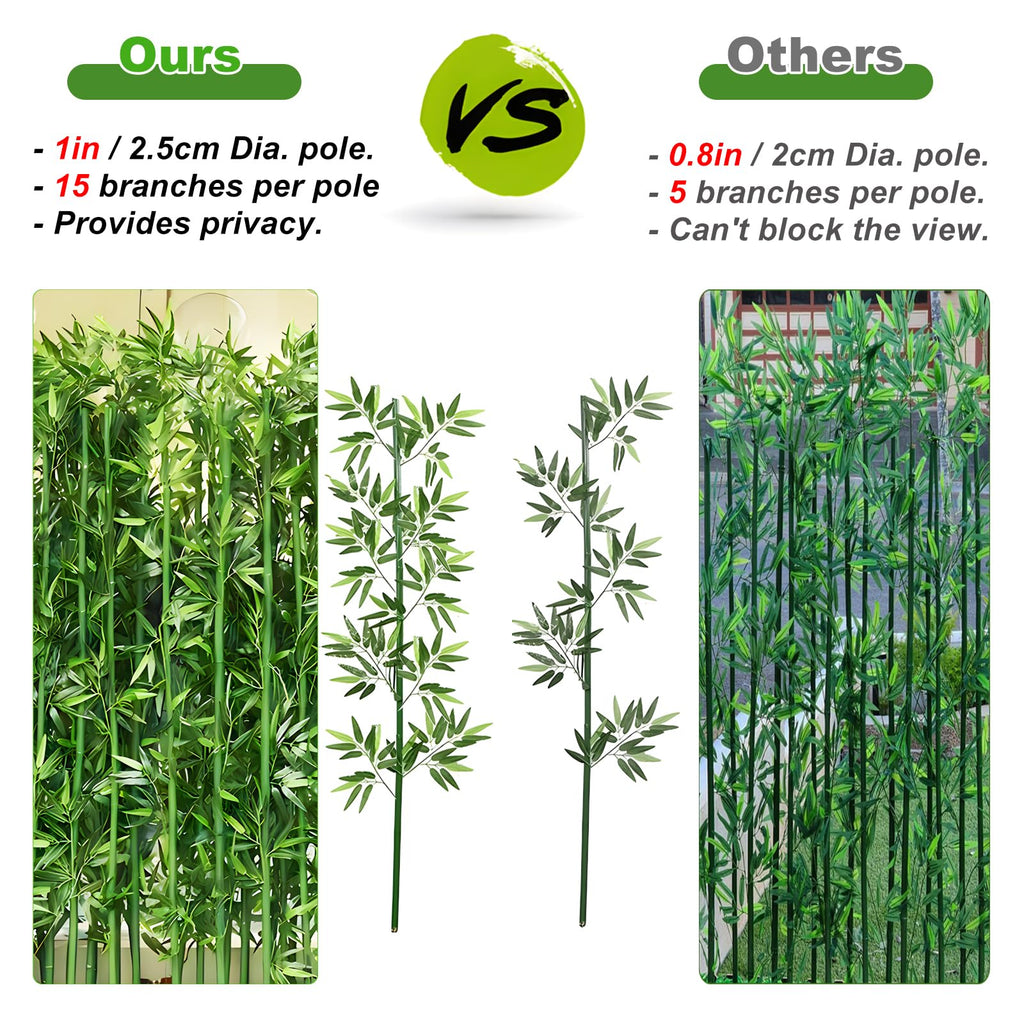4/5/6/7ft Artificial Bamboo Tree 10 Pack, Fake Bamboo Plant with Encrypted Silk Leaves for Garden Yard Indoor Outdoor