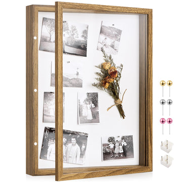 12x16 Brown Deep Shadow Box Picture Frame with Polished Plexiglass